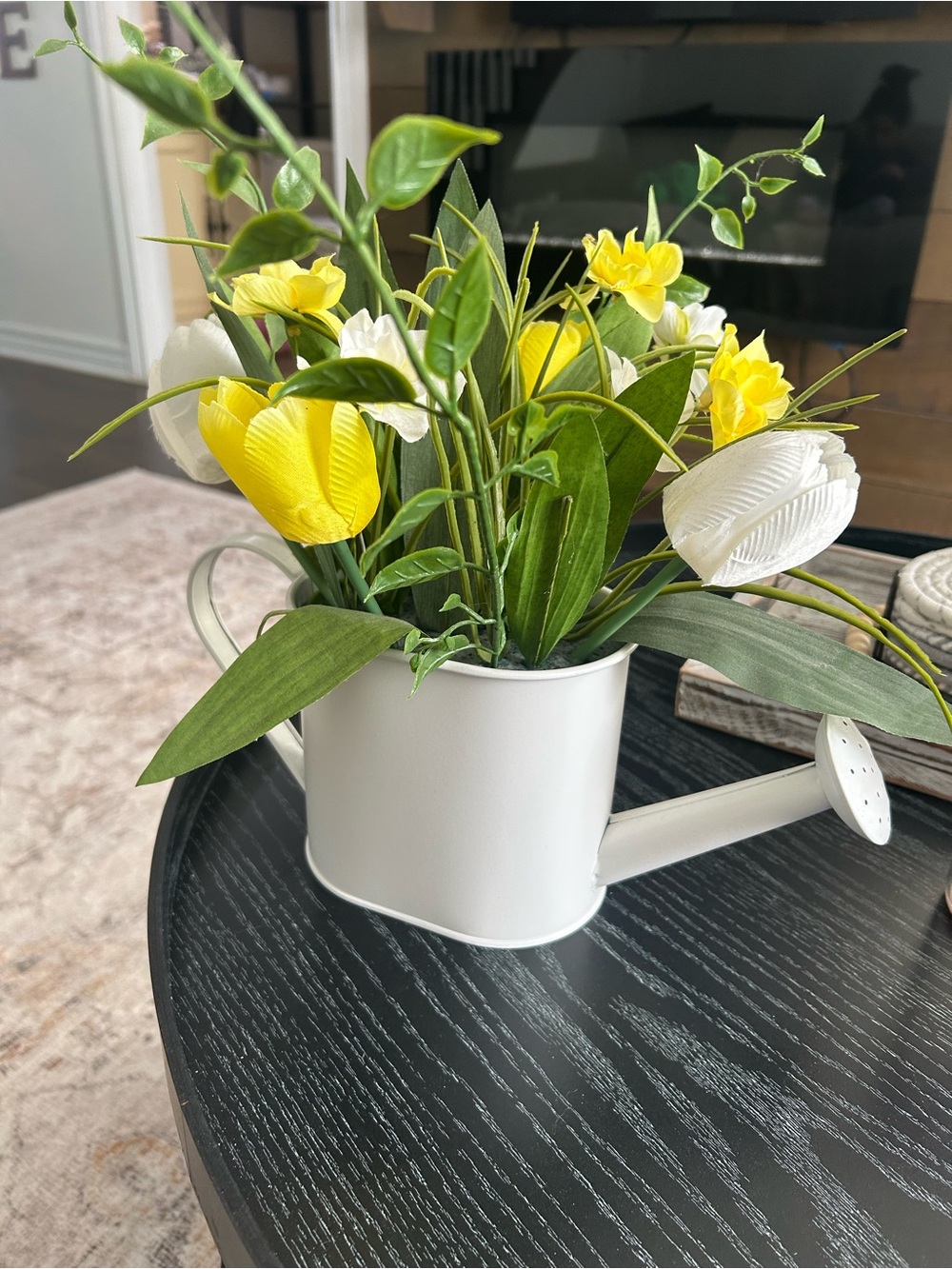 Ashland spring floral in watering can planter